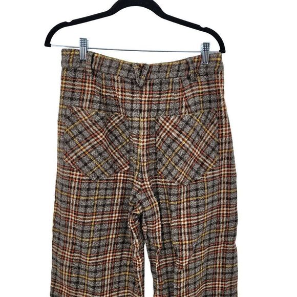 Free People Plaid Shape Up Trouser Pants UK 14 US 10 High Rise Wide Leg Academia - Picture 9 of 13